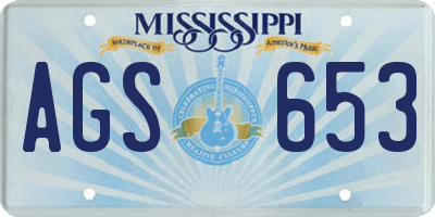 MS license plate AGS653