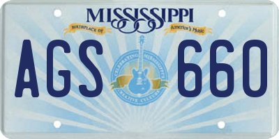 MS license plate AGS660
