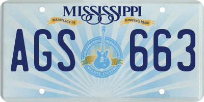 MS license plate AGS663