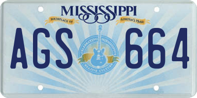 MS license plate AGS664