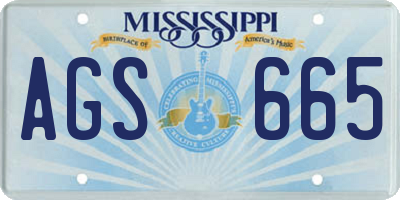MS license plate AGS665