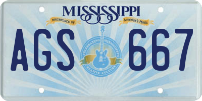 MS license plate AGS667