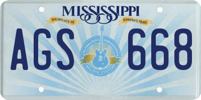 MS license plate AGS668