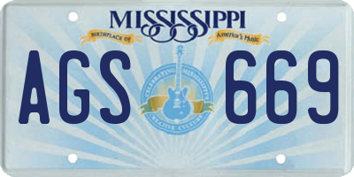 MS license plate AGS669