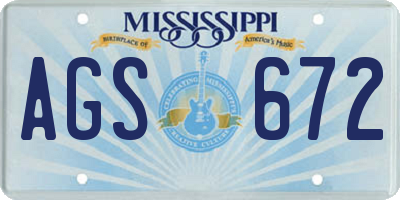 MS license plate AGS672