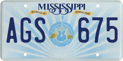 MS license plate AGS675