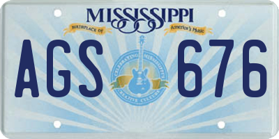 MS license plate AGS676