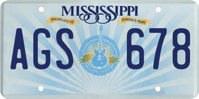 MS license plate AGS678