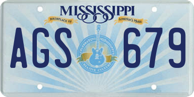 MS license plate AGS679