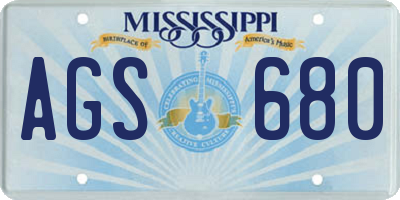 MS license plate AGS680