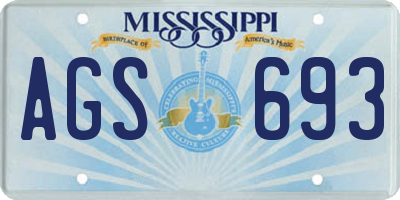 MS license plate AGS693