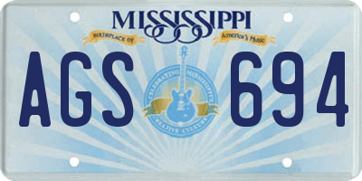 MS license plate AGS694