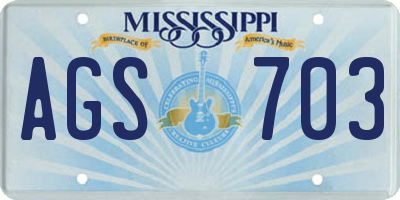 MS license plate AGS703