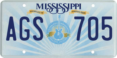 MS license plate AGS705