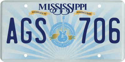 MS license plate AGS706