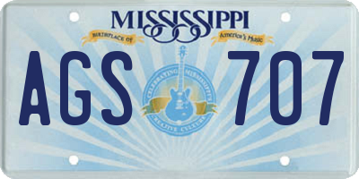 MS license plate AGS707