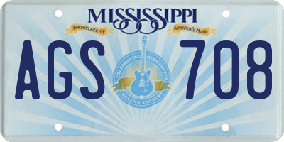 MS license plate AGS708