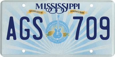 MS license plate AGS709