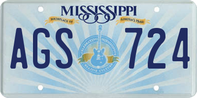 MS license plate AGS724