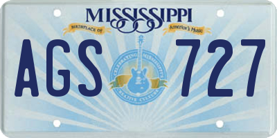 MS license plate AGS727