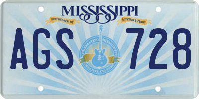 MS license plate AGS728