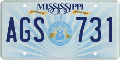 MS license plate AGS731