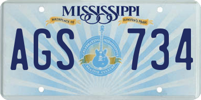 MS license plate AGS734