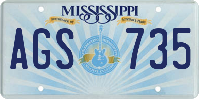 MS license plate AGS735