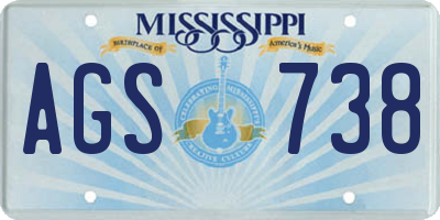 MS license plate AGS738