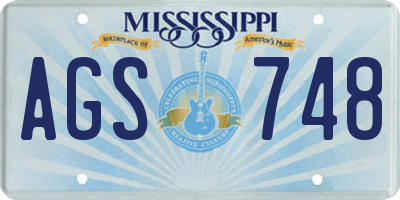 MS license plate AGS748