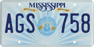 MS license plate AGS758