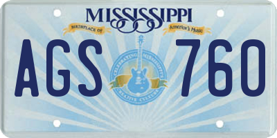 MS license plate AGS760