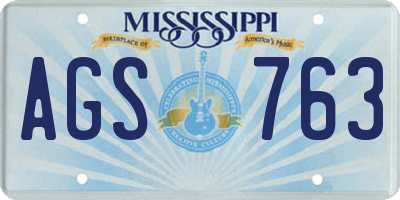MS license plate AGS763