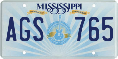 MS license plate AGS765