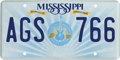 MS license plate AGS766