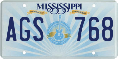 MS license plate AGS768
