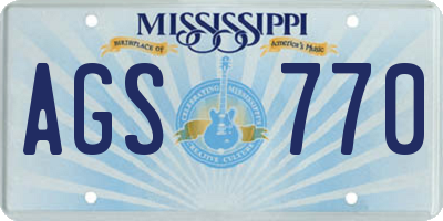 MS license plate AGS770
