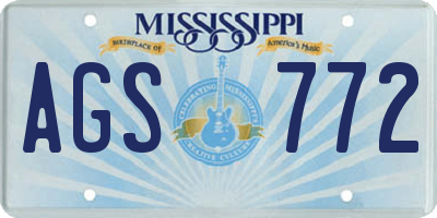 MS license plate AGS772