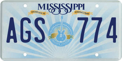 MS license plate AGS774