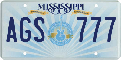 MS license plate AGS777