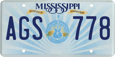 MS license plate AGS778