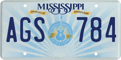 MS license plate AGS784