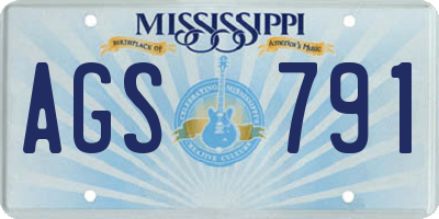 MS license plate AGS791