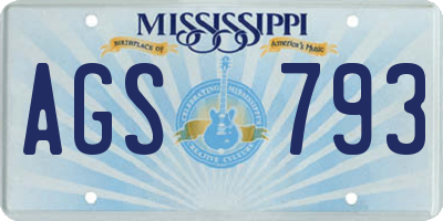 MS license plate AGS793