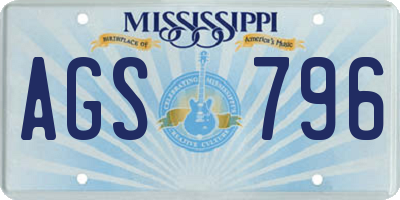 MS license plate AGS796