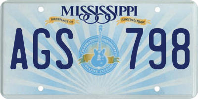 MS license plate AGS798