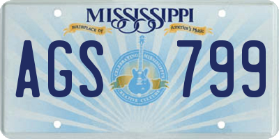 MS license plate AGS799