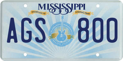 MS license plate AGS800