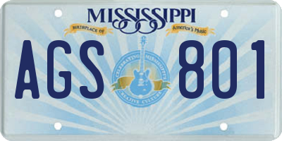 MS license plate AGS801