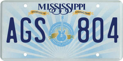 MS license plate AGS804